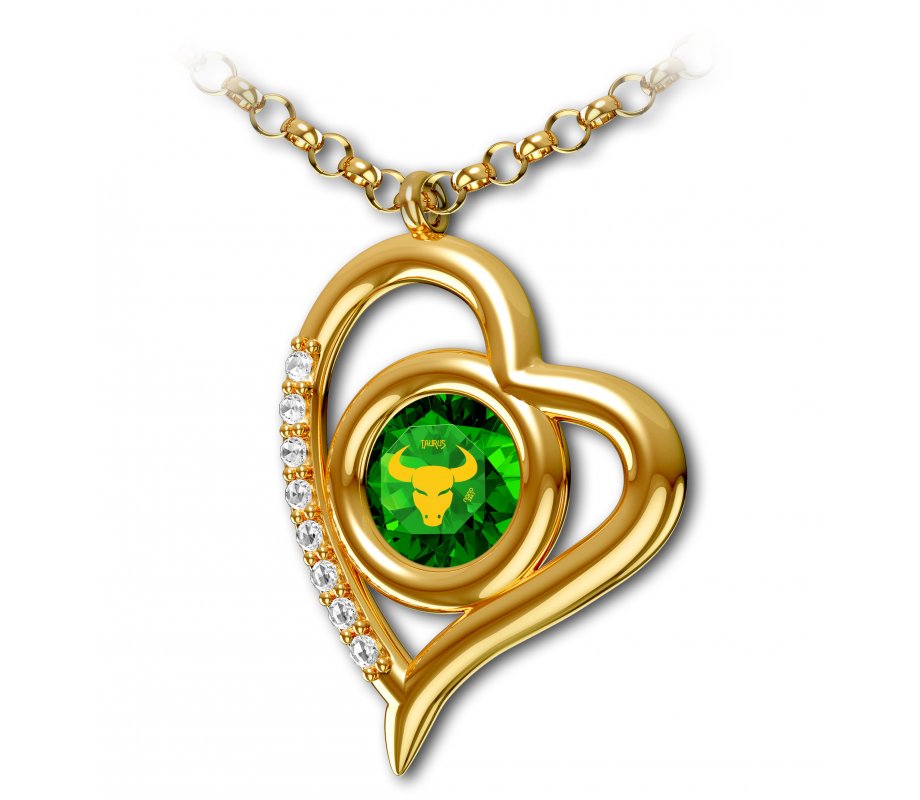 Gold Plated Zodiac Swarovski Necklace by Nano - Taurus