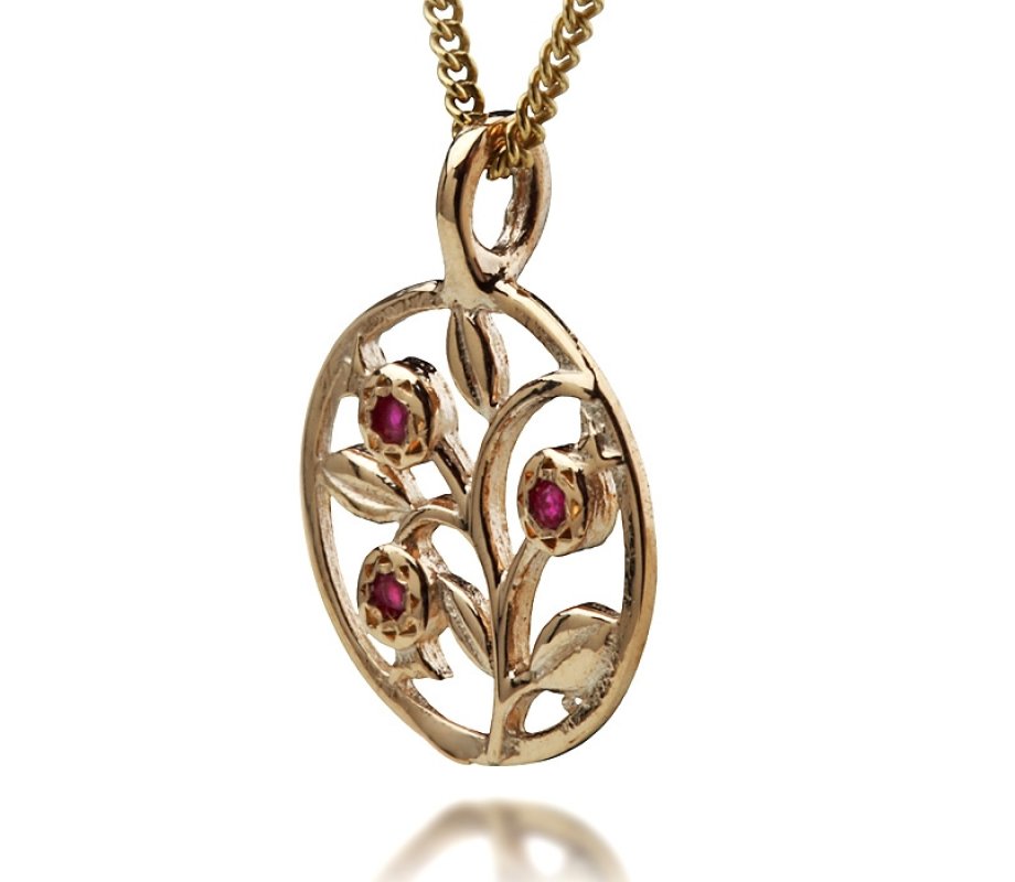 Gold Pomegranate Pendant for Fertility and Bounty by Ha'Ari