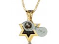 Gold Star of David Necklace with Shema Prayer By Nano Jewelry