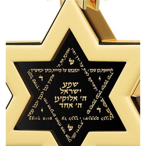 Gold Star of David Necklace with Shema Prayer By Nano Jewelry