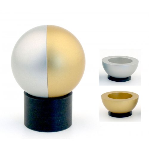 Gold Travelling Aluminum Shabbat Candlesticks Ball Series by Agayof