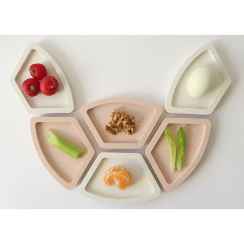 Graciela Noemi Handcrafted Modular Passover Seder Plate - Terracotta and White