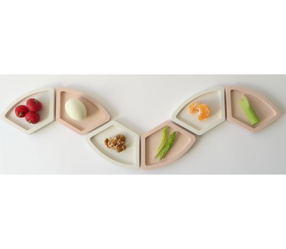 Graciela Noemi Handcrafted Modular Passover Seder Plate - Terracotta and White