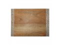 Grained Wood Challah Board with Decorative Metal Cutout Border - Yair Emanuel