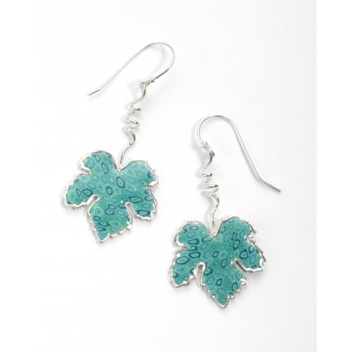 Grape Leaf Earrings in Turquoise by Adina Plastelina