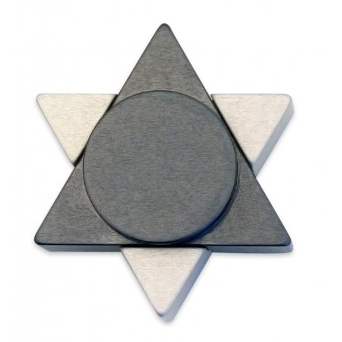 Gray Anodized Aluminum Travel Shabbat Candlesticks, Star of David - Avner Agayof