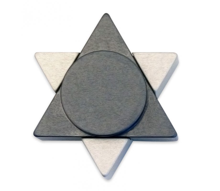 Gray Anodized Aluminum Travel Shabbat Candlesticks, Star of David - Avner Agayof