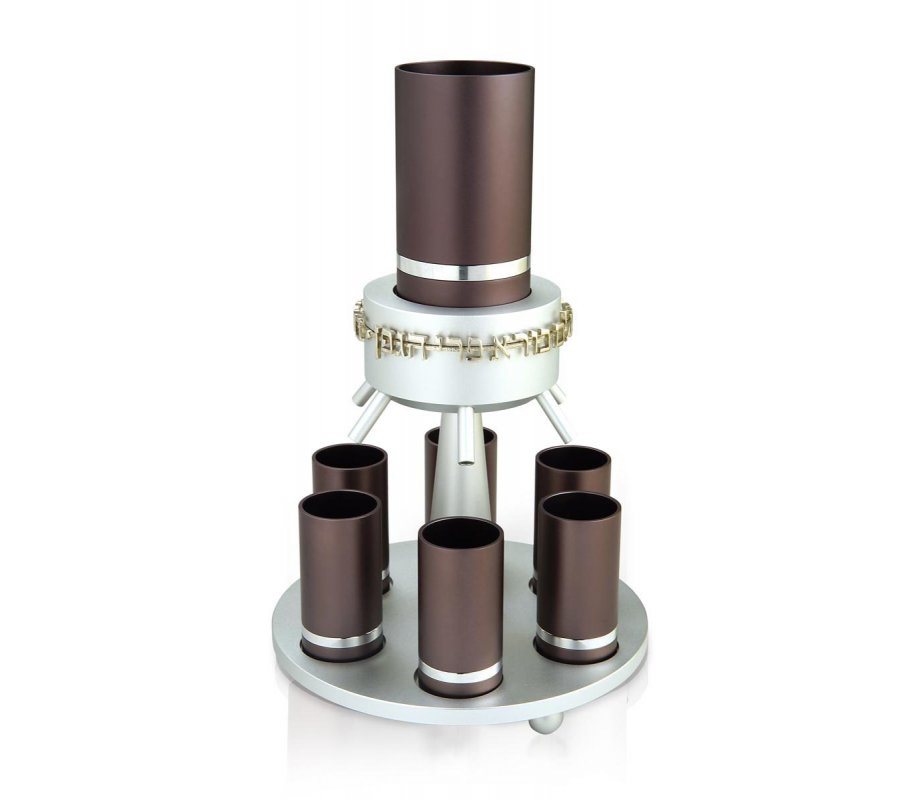 Gray Anodized Aluminum Wine Fountain Silver Line by Dabbah Judaica