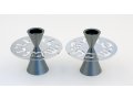 Gray Contemporary Candlesticks, Shabbat Shalom Disc - Avner Agayof