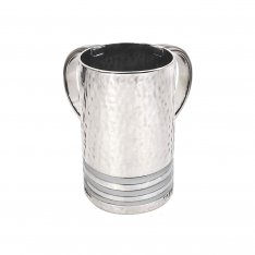 Gray Netilat Yadayim Wash Cup, Gray Bands on Hammered Metal - Yair Emanuel