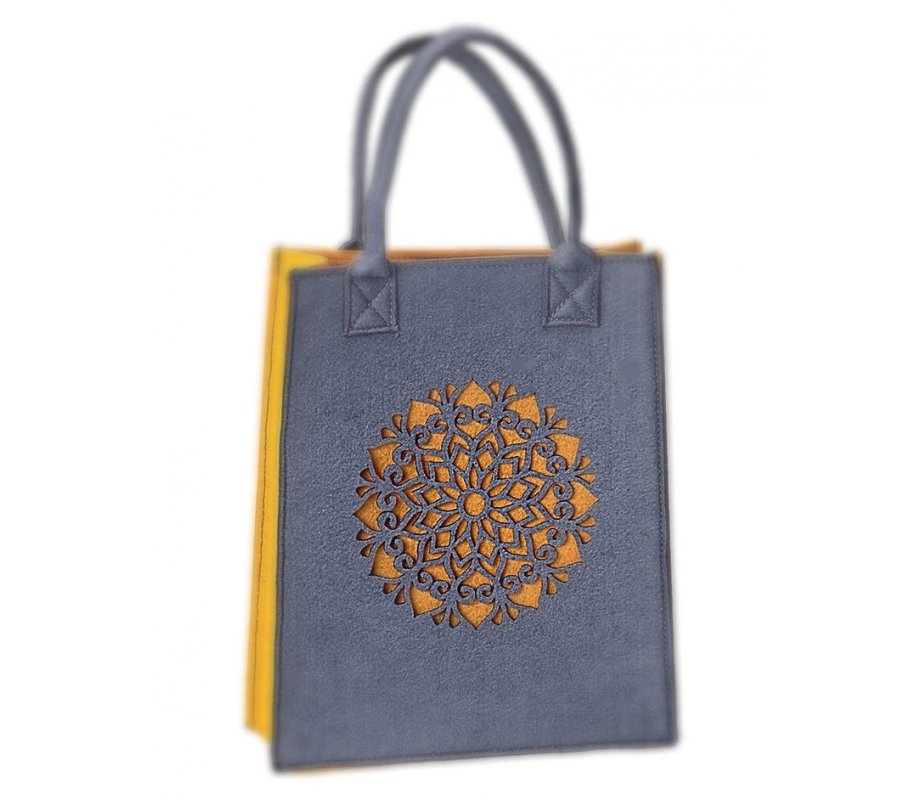 Gray and Mustard Mandala Design Dorit Judaica Woman's Tote Bag