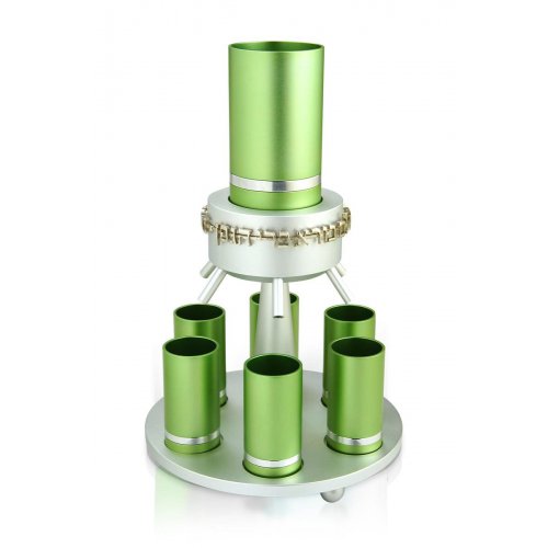 Green Anodized Aluminum Wine Fountain Silver Line by Dabbah Judaica
