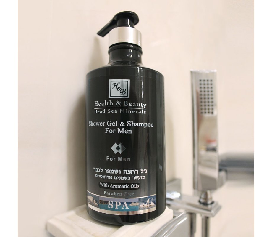 H&B Shower Gel and Shampoo for Men, Dead Sea Minerals and Plant Extracts and Oils