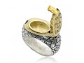 HaAri Gold and Silver Signet Snake Ring, Kabbalah Etchings and a Secret Compartment