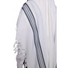 Hallel Wool Tallit Non Slip Prayer Shawl with Blue Stripes