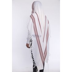 Hallel Wool Tallit Non Slip Prayer Shawl with Maroon Stripes