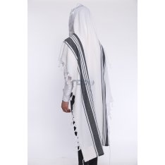 Halleluyah Wool Non Slip Tallit - Black Herringbone Stripes