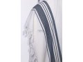 Halleluyah Wool Non Slip Tallit - Blue and Black Stripes