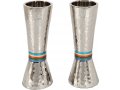 Hammered Nickel Cone Candlesticks with Colored Rings - Yair Emanuel