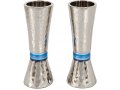 Hammered Nickel Cone Candlesticks with Colored Rings - Yair Emanuel