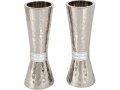 Hammered Nickel Cone Candlesticks with Colored Rings - Yair Emanuel