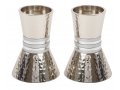 Hammered Nickel Cone Candlesticks with Colored Stripes, Small - Yair Emanuel