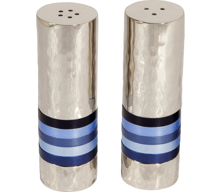 Hammered Nickel Salt and Pepper Shakers – Decorative Bands BY Yair Emanuel