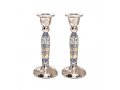 Hammered Stainless Steel Colorful Geometric Design Metal Candlesticks - Yair Emanuel