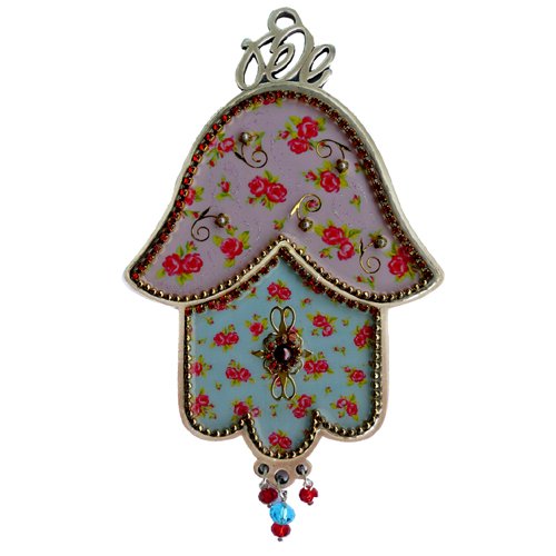 Hamsa Wall Plaque, Romantic Red Roses Design - Iris Design,