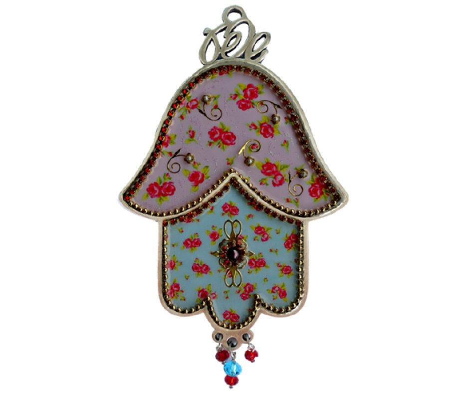 Hamsa Wall Plaque, Romantic Red Roses Design - Iris Design,
