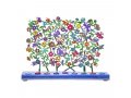 Hand Painted Chanukah Menorah, Butterflies and Flowers  Yair Emanuel