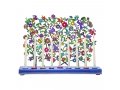 Hand Painted Chanukah Menorah, Butterflies and Flowers  Yair Emanuel