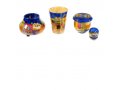 Hand Painted Compact Shabbat Candlesticks and Havdalah Set, Jerusalem - Yair Emanuel