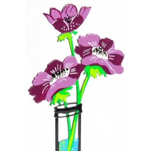Hand Painted Flower Tube, Purple Anemone - Tzuki Art