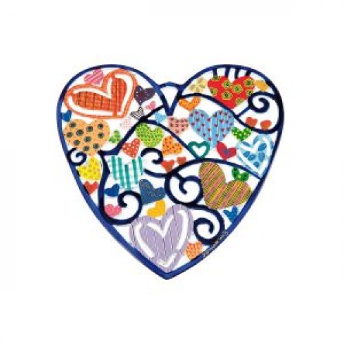 Hand Painted Heart Shape Wall Hanging of Hearts, Two Sizes - Yair Emanuel