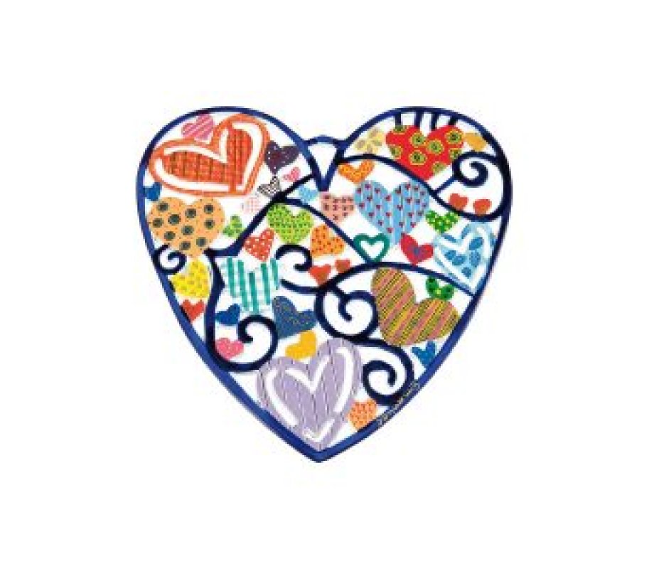 Hand Painted Heart Shape Wall Hanging of Hearts, Two Sizes - Yair Emanuel