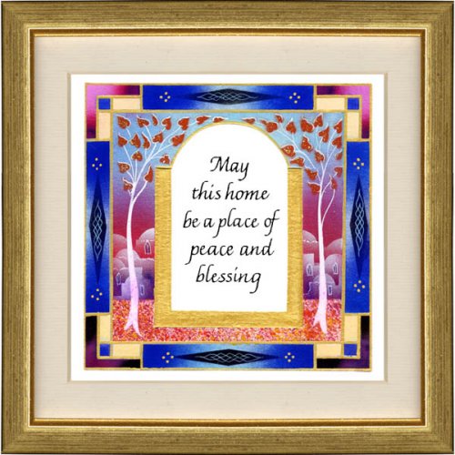 Hand Painted Jerusalem Framed Wall Blessing - Dvora Black