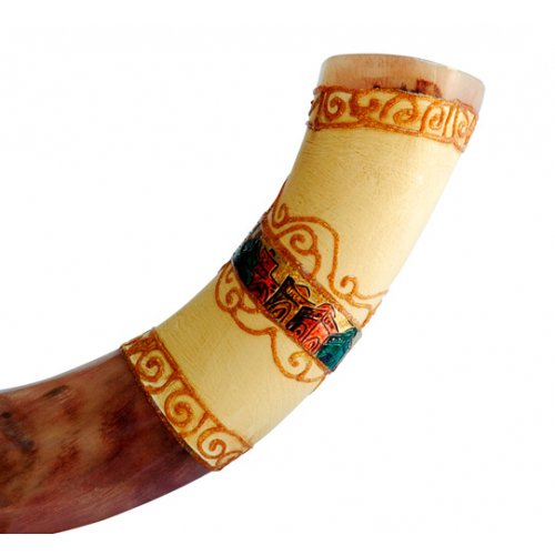 Hand Painted Jerusalem Jumbo Yemenite Shofar