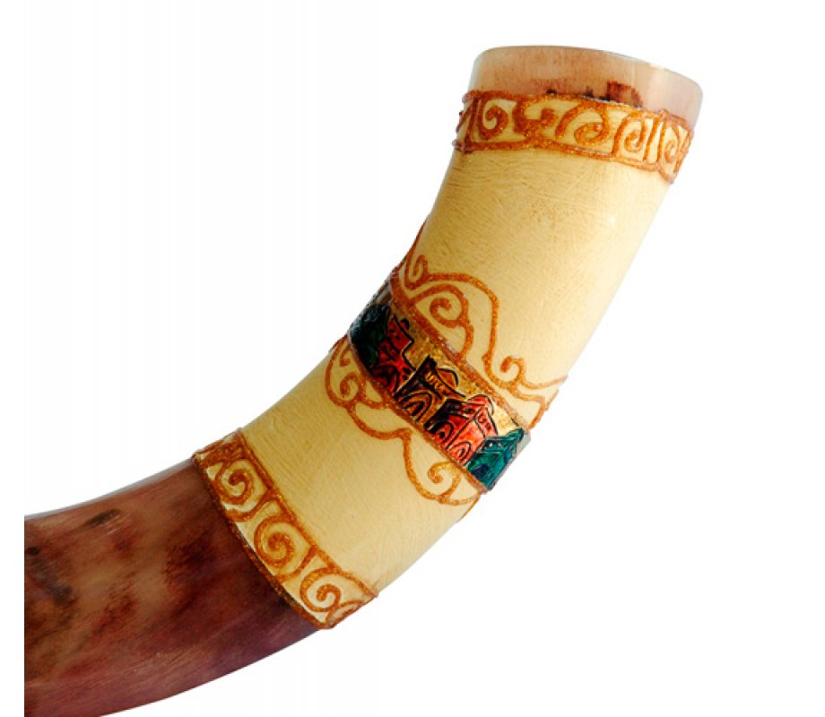Hand Painted Jerusalem Jumbo Yemenite Shofar