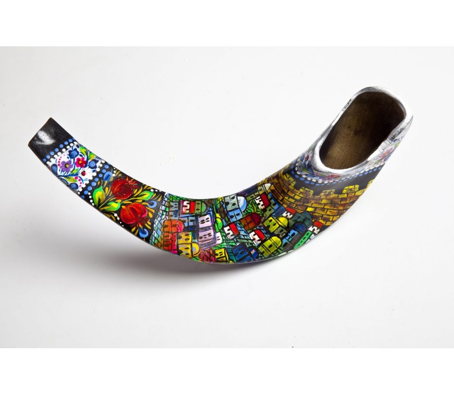 Hand Painted Jerusalem Ram's Horn Shofar