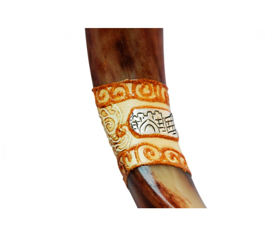 Hand Painted Jumbo Yemenite Shofar - Jerusalem
