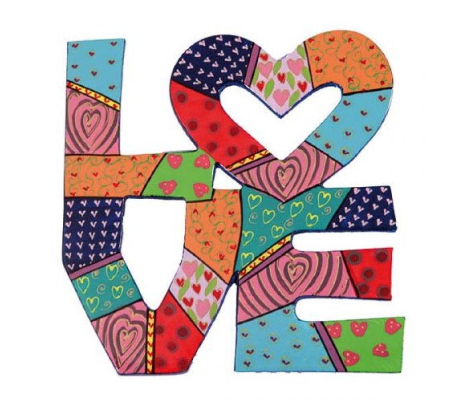 Hand Painted Metal Wall Hanging with Heart Image and