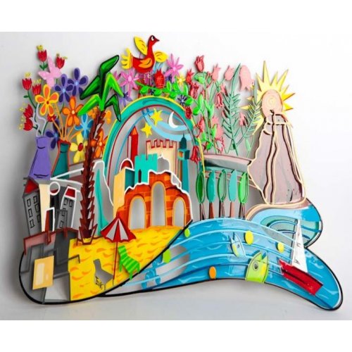 Hand Painted Sculpture with Images of Israel - Tzuki Art