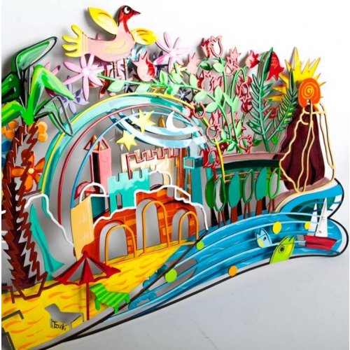 Hand Painted Sculpture with Images of Israel - Tzuki Art