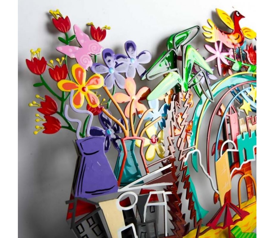 Hand Painted Sculpture with Images of Israel - Tzuki Art