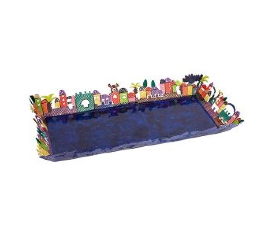 Hand Painted Serving Tray with Cutout Jerusalem Views – Yair Emanuel