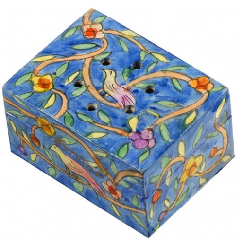 Hand Painted Wood Spice Box with Cloves, Oriental Forest - Yair Emanuel