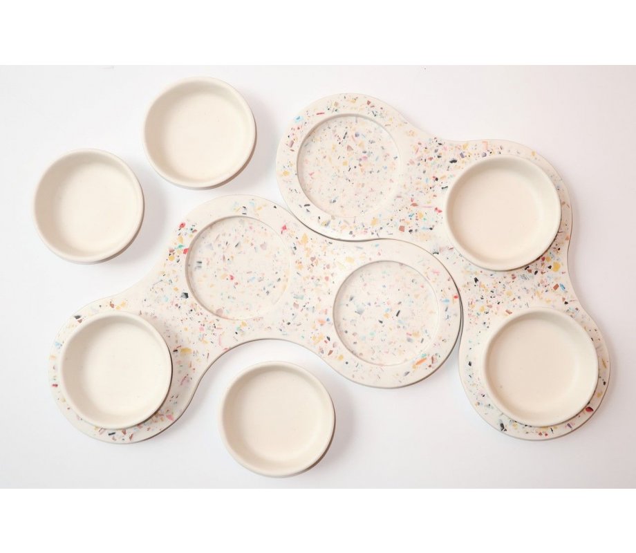 Handcrafted Abstract Passover Seder Plate, White - Graciela Noemi