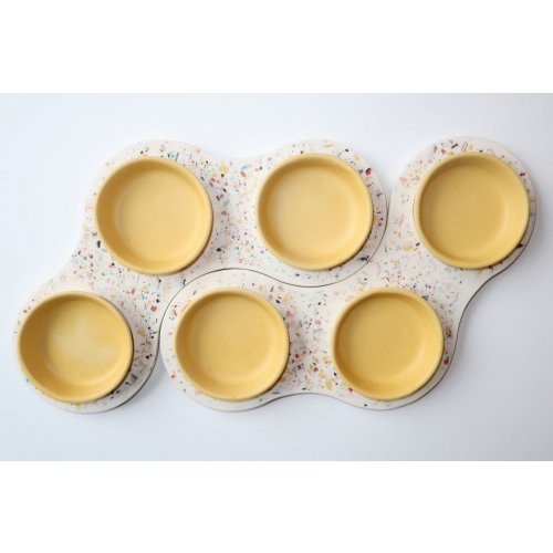 Handcrafted Abstract Passover Seder Plate, Yellow Plate Design - Graciela Noemi