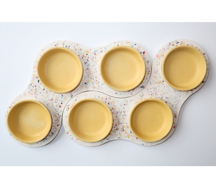 Handcrafted Abstract Passover Seder Plate, Yellow Plate Design - Graciela Noemi